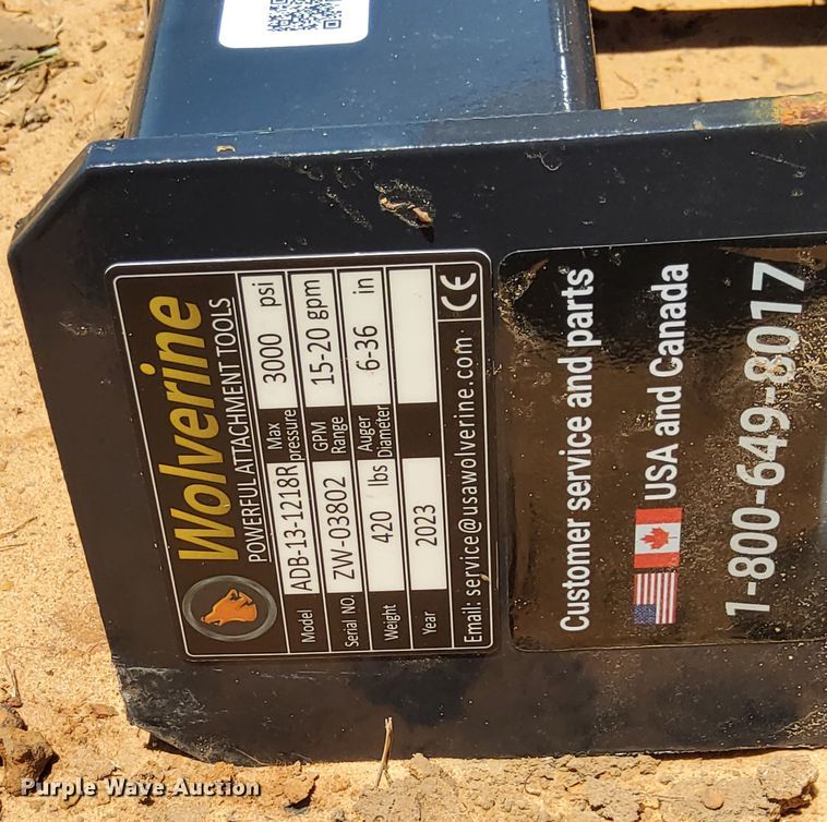 image for item EH4015 2023 Wolverine  ADB-13-1218R skid steer auger