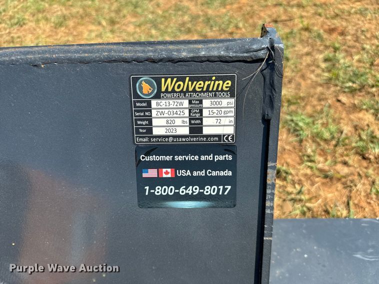 image for item EH4017 2023 Wolverine  BC-13-72W skid steer rotary mower