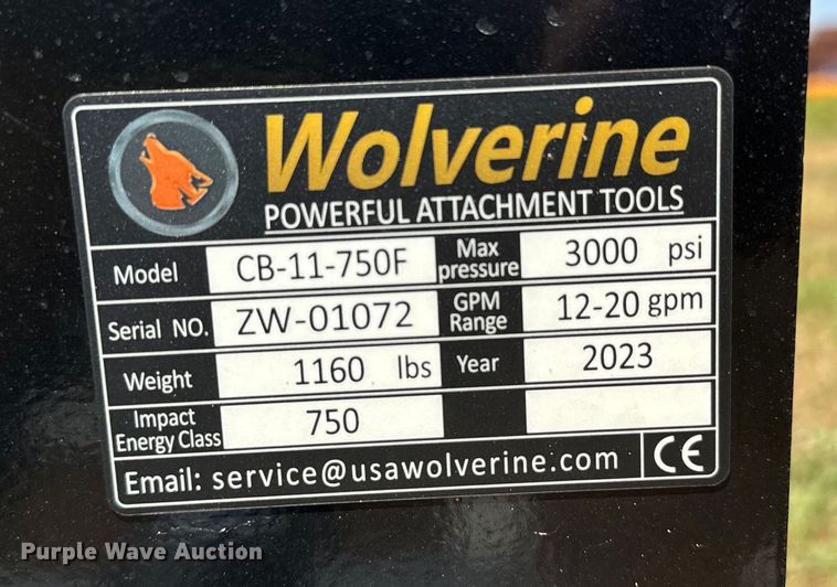 image for item EH4021 2023 Wolverine  CB-ZW-750F skid steer breaker