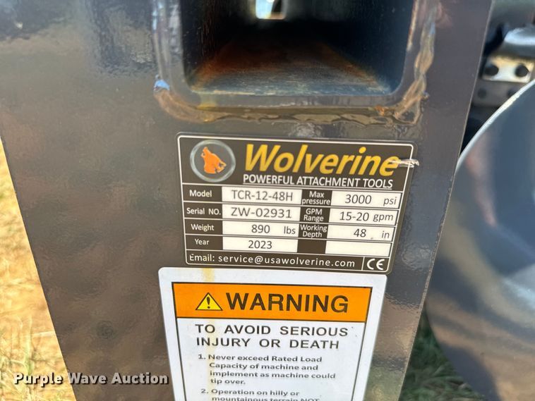 image for item EH4023 2023 Wolverine  TCR-12-48H skid steer trencher