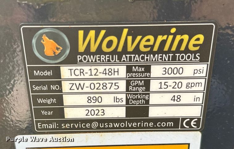 image for item EH4034 2023 Wolverine  TCR-12-48H skid steer trencher