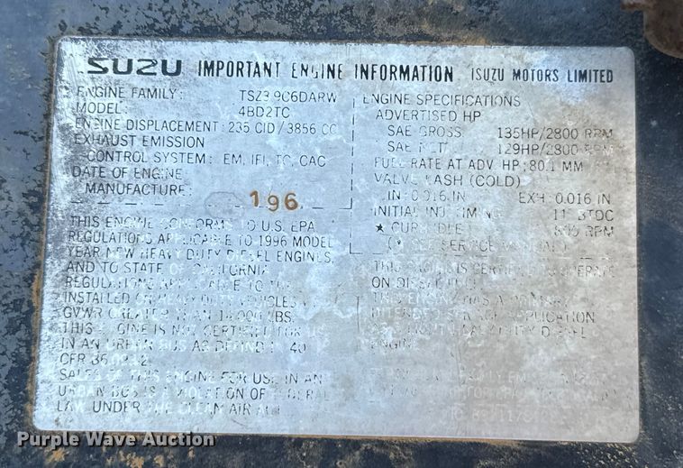 image for item EJ0454 1996 GMC Forward street sweeper truck