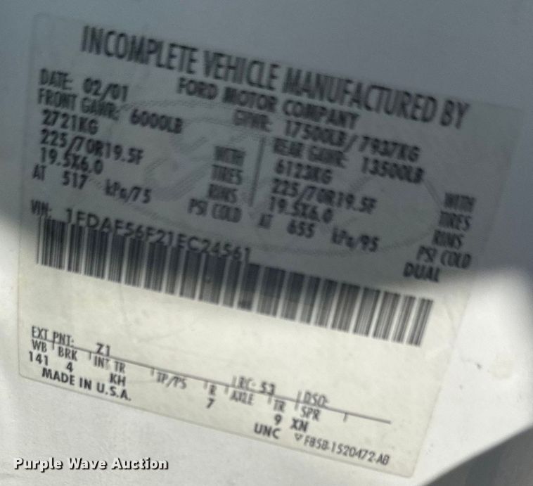 image for item EJ2711 2001 Ford F550 Super Duty XL  bucket truck