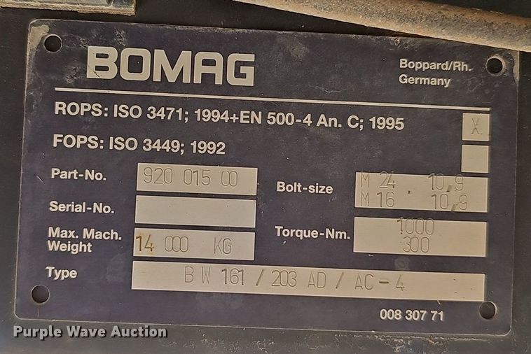 image for item EJ5632 2007 Bomag  BW 161 AD-HF double drum vibratory roller