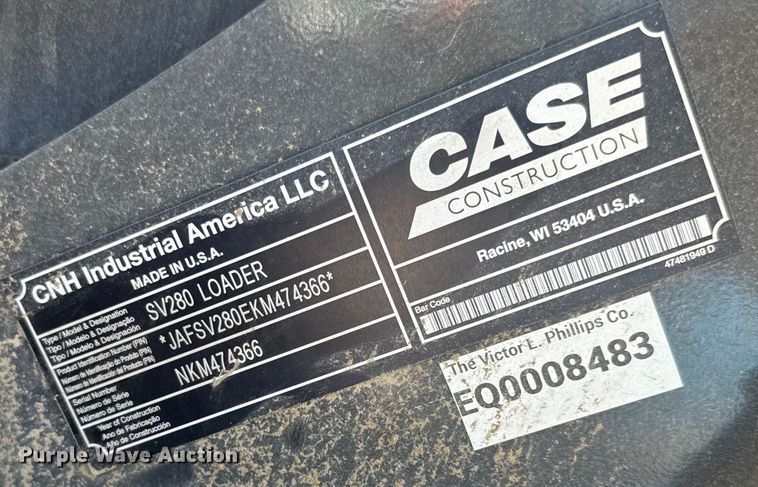 image for item EK1363 2020 Case SV280 skid steer loader