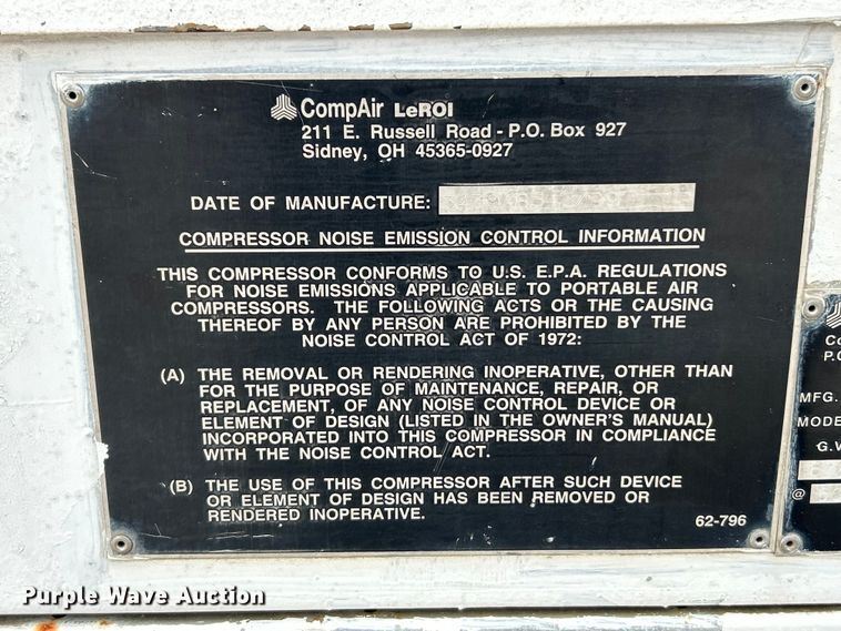 image for item EK4430 1999 LeRoi Q125DJ-E air compressor