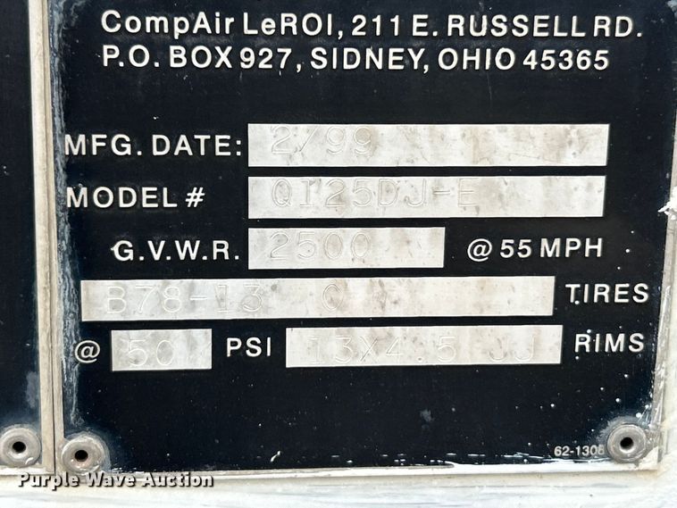 image for item EK4430 1999 LeRoi Q125DJ-E air compressor