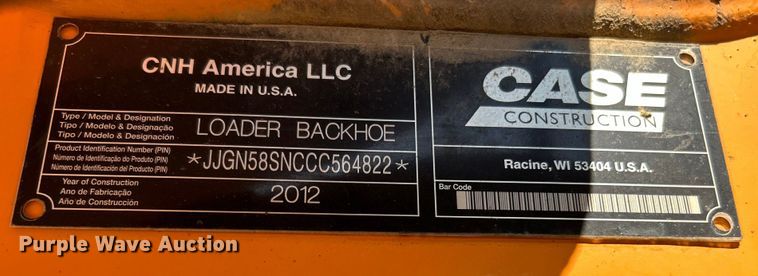 image for item EK4694 2012 Case 580 Super N backhoe