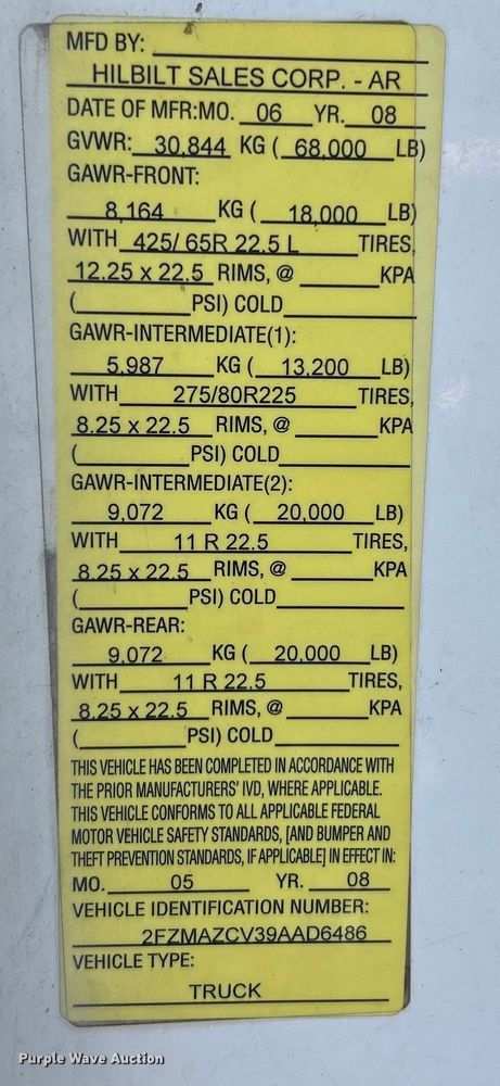 image for item EK4700 2009 Sterling L9500 dump truck