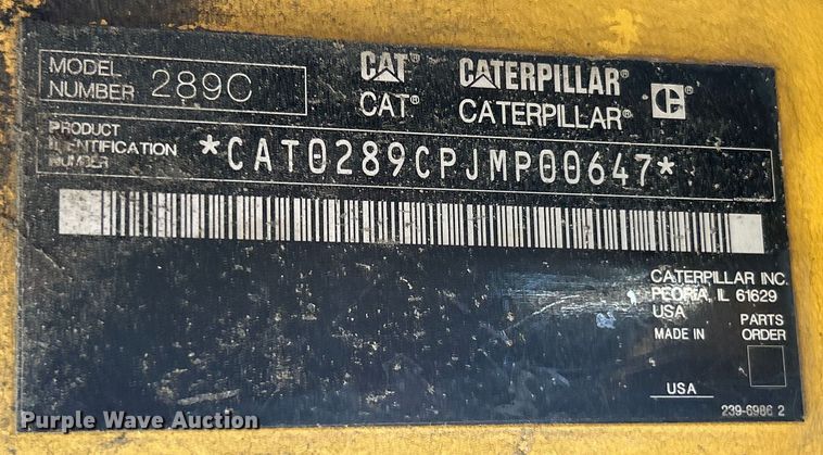 image for item EK4704 2009 Caterpillar  289C tracked skid steer loader