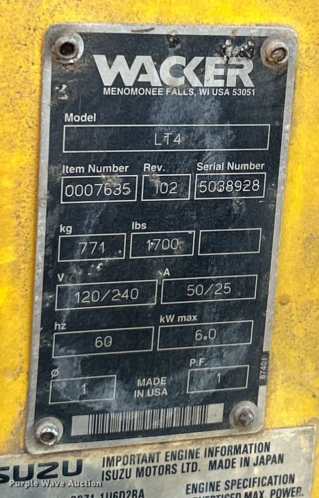 image for item EK4711 Wacker LT4 light plant