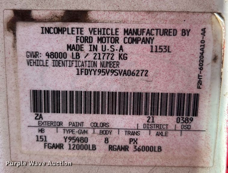 image for item EK4732 1995 Ford Aeromax L9000 dump truck