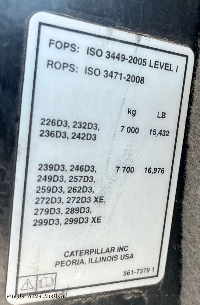 image for item EK8667 2019 Caterpillar  279D3 tracked skid steer loader