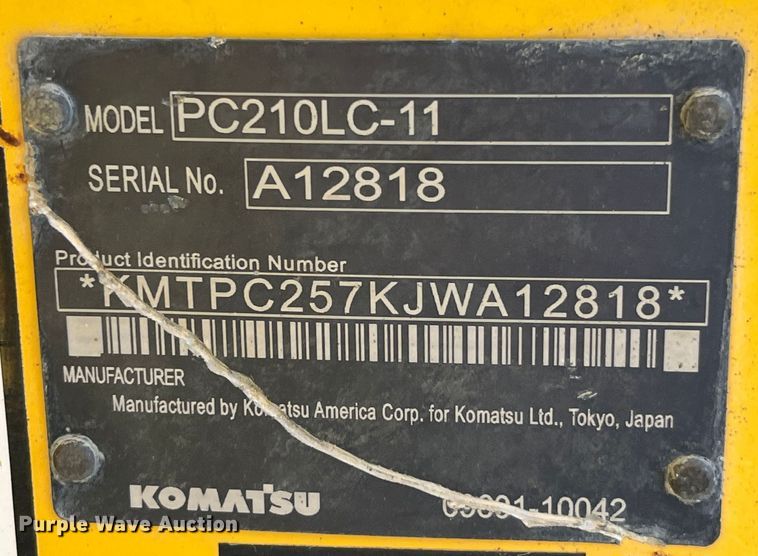 image for item EK8668 2019 Komatsu PC210LC-11 excavator