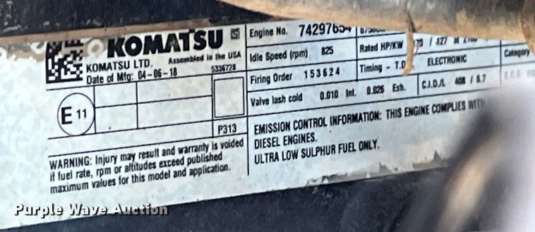 image for item EK8670 2018 Komatsu WA320-8 wheel loader