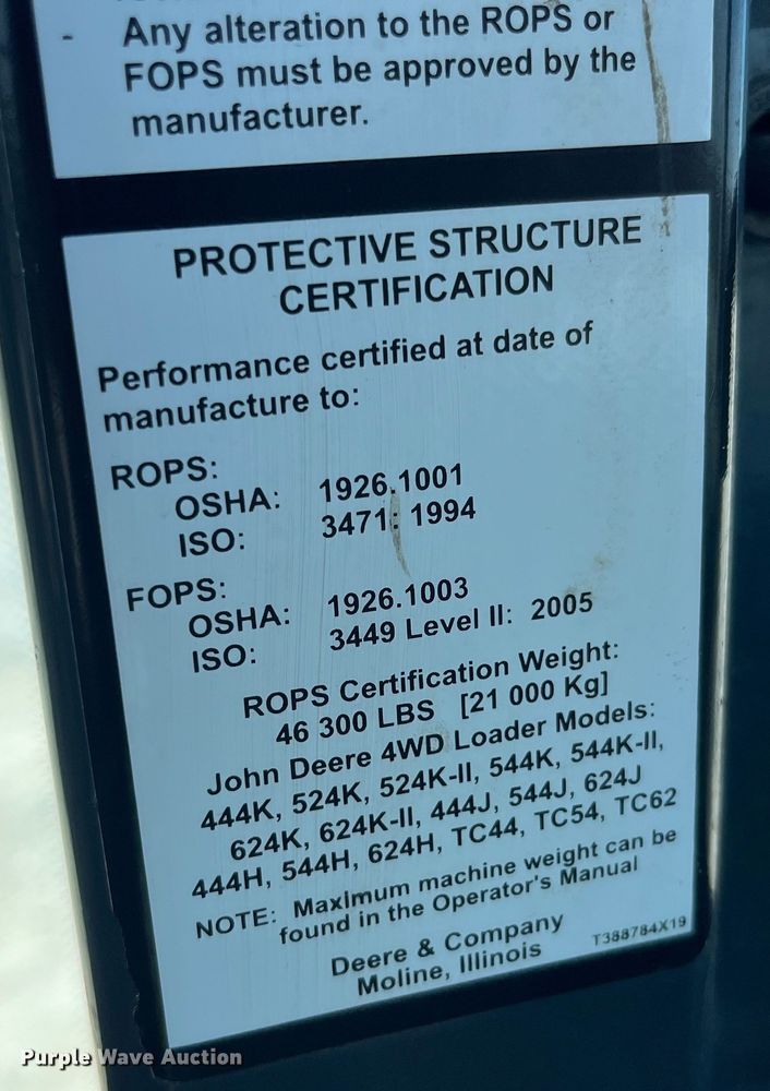 image for item EK8671 2017 John Deere 544K-II wheel loader