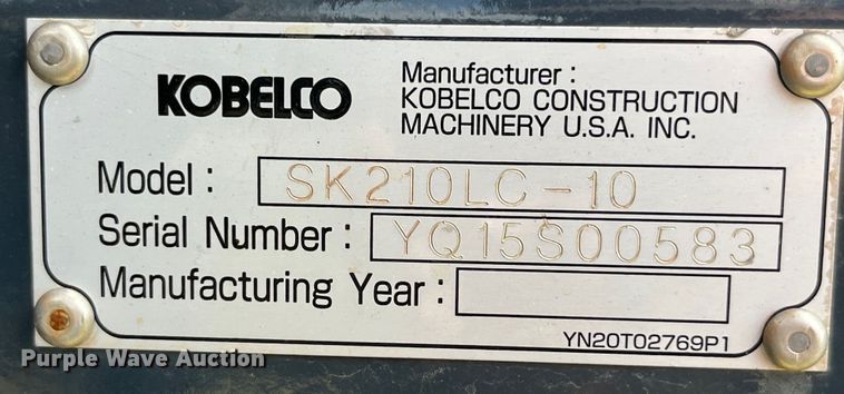 image for item EK8679 2019 Kobelco SK210LC-10 excavator