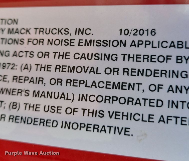 image for item KA9990 2017 Mack GU713 dump truck