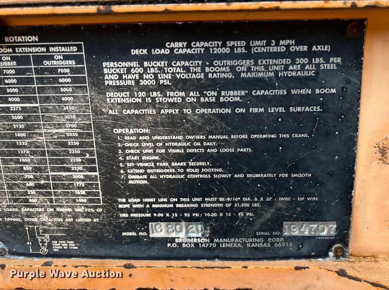 image for item LU9884 1992 Broderson IC-80-2D crane