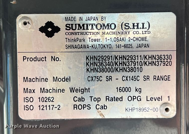 image for item LU9932 2014 Case CX80C mini excavator