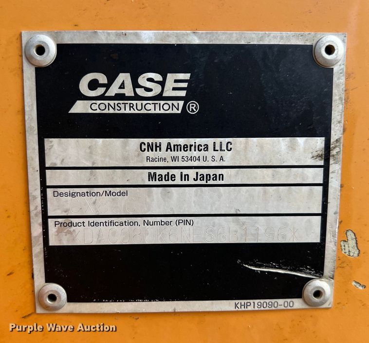 image for item LU9932 2014 Case CX80C mini excavator