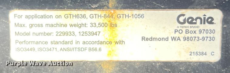 image for item LU9933 2015 Genie GTH-1056 telehandler