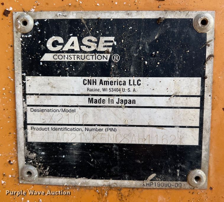 image for item LU9934 2012 Case CX210C excavator