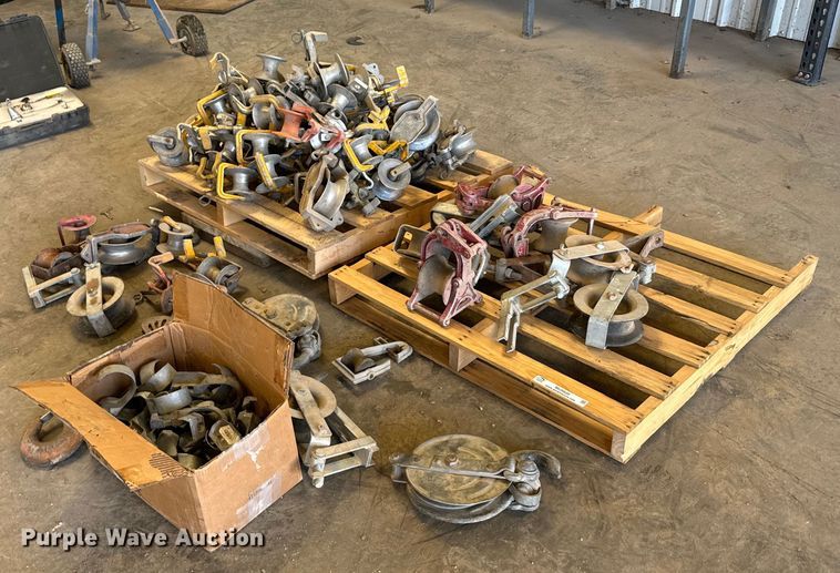 image for item MU9920 (2) pallets of cable rollers and snatch blocks
