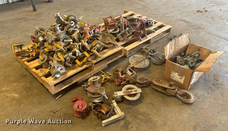 image for item MU9920 (2) pallets of cable rollers and snatch blocks