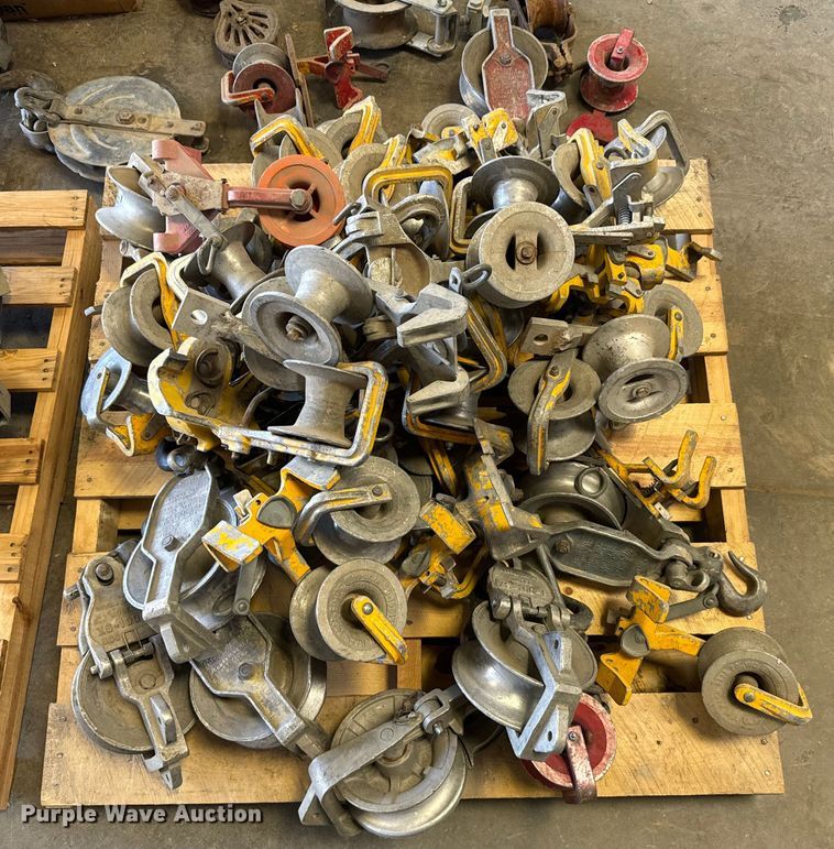 image for item MU9920 (2) pallets of cable rollers and snatch blocks
