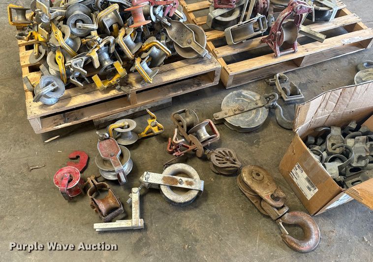 image for item MU9920 (2) pallets of cable rollers and snatch blocks