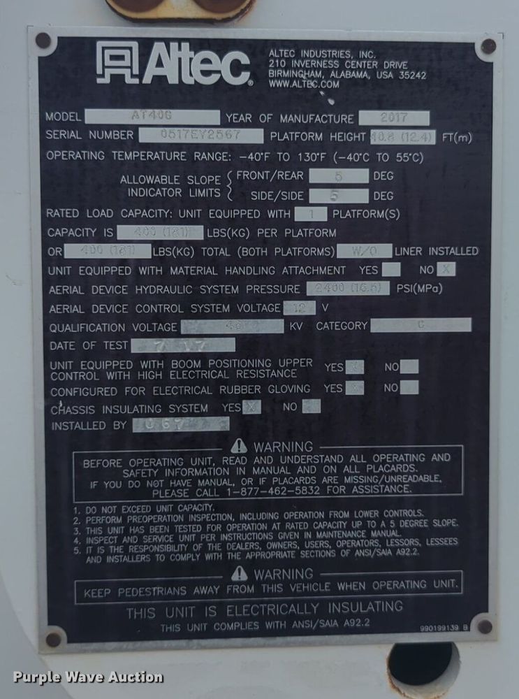 image for item NG9874 2017 Ford  F550 bucket truck