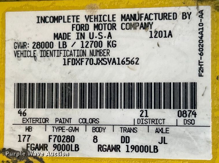 image for item NL9871 1995 Ford F700 digger derrick truck