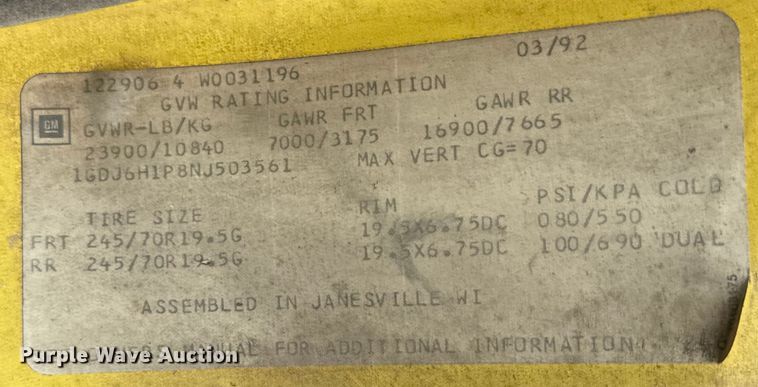 image for item NL9875 1992 GMC TopKick C5500 box truck