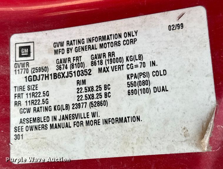 image for item NL9879 1999 GMC TopKick dump truck