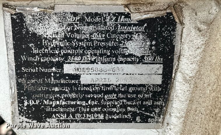 image for item NL9889 2003 SDP  EZ Hauler Series 2 mini digger derrick with trailer