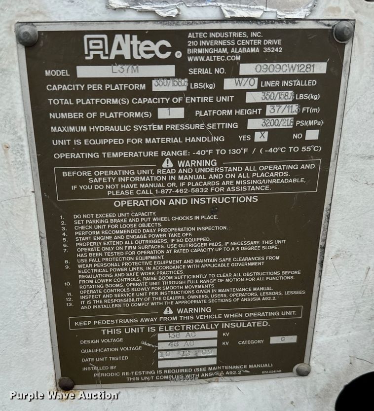 image for item NL9893 2009 Ford F550 Super Duty XL bucket truck