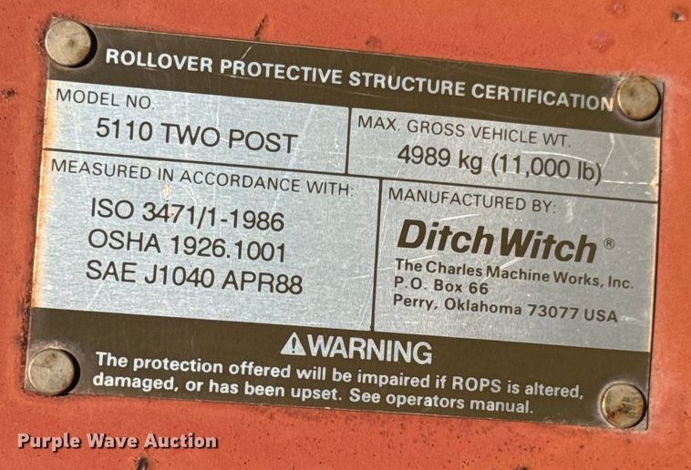image for item NL9927 1996 Ditch Witch 5110 trencher