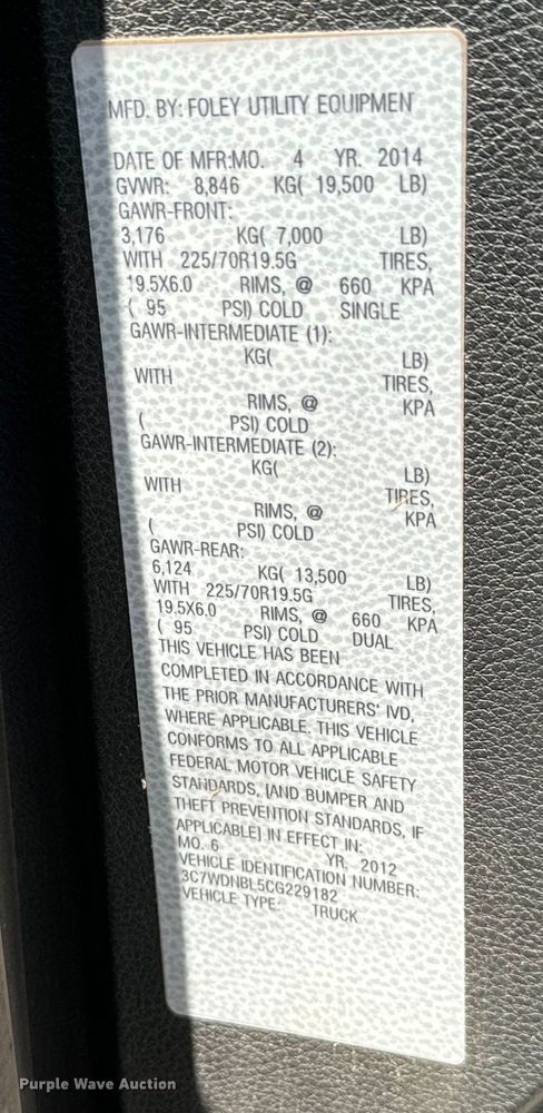 image for item NL9929 2012 Dodge Ram 5500HD bucket truck