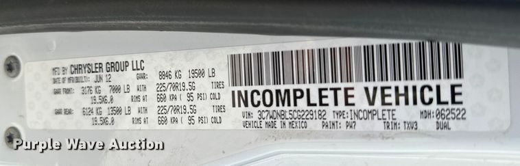 image for item NL9929 2012 Dodge Ram 5500HD bucket truck