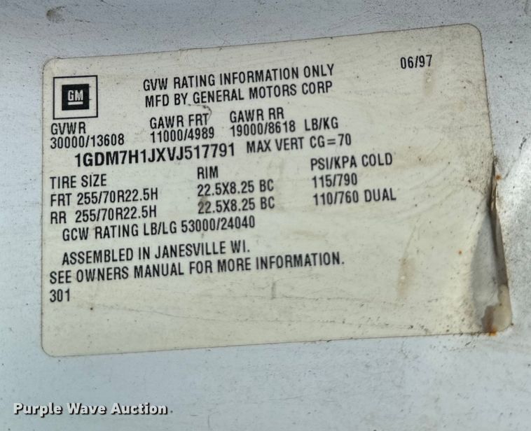 image for item NT9282 1997 GMC  C7500 dump truck