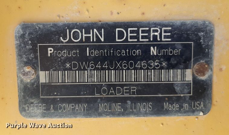 image for item NU9826 2006 John Deere 644J wheel loader