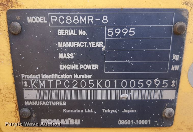 image for item NU9828 2012 Komatsu PC88MR-8 HD mini excavator