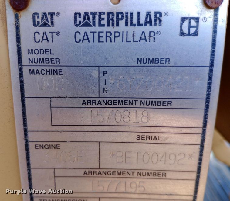 image for item NU9842 2001 Caterpillar D8R cable plow