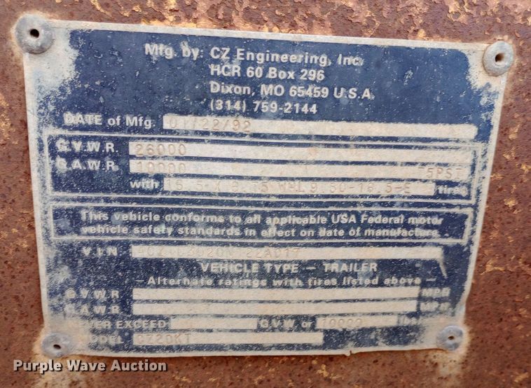 image for item NU9847 1992 CZ Engineering  equipment trailer