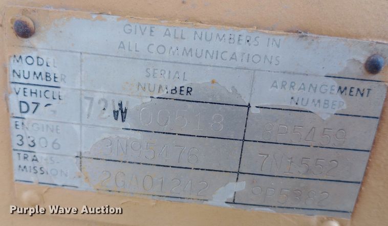 image for item NU9861 1980 Caterpillar  D7G LGP cable plow