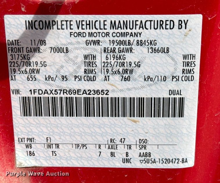 image for item NU9866 2009 Ford F550 Super Duty XL SuperCab bucket truck 