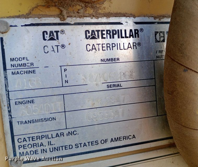 image for item NU9868 1995 Caterpillar 416B backhoe