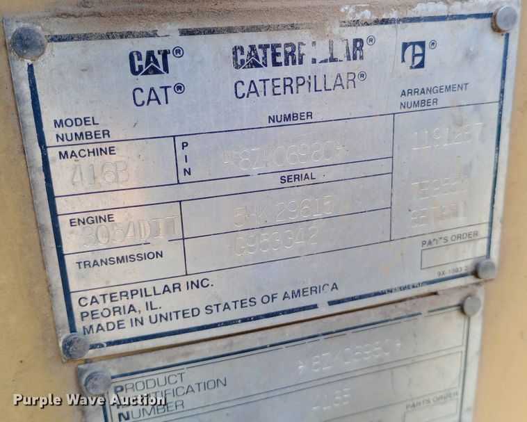 image for item NU9869 1995 Caterpillar  416B backhoe