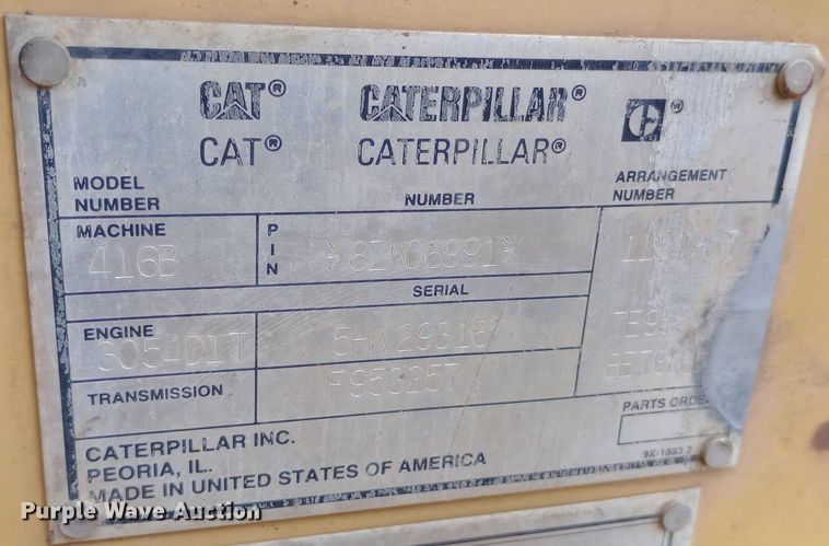 image for item NU9872 1995 Caterpillar  416B Turbo backhoe